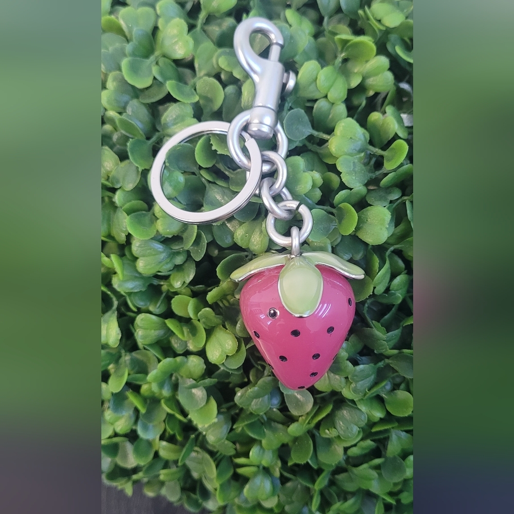Strawberry Keychain with Silver Accents - Picture 3 of 5
